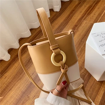 

2019 European fashion simple bucket bag women's designer handbag high quality PU leather each shoulder slanting bag WW021