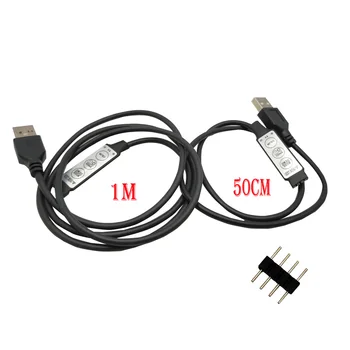 

1M/50CM Led Dimmer Controller USB RGB Strip Controller DC 5V Colorful 3Keys 4 Pin Female Connector For Led RGB Strip