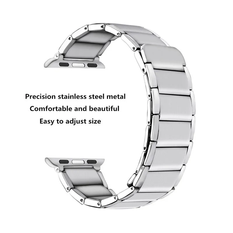 Silver Ремешок для Apple watch band 5 4 44 мм 40 мм нержавеющая сталь correa iwatch 3 2 1 42 мм 38 мм браслет аксессуары для часов магнитная пряжка - Цвет ремешка: Silver