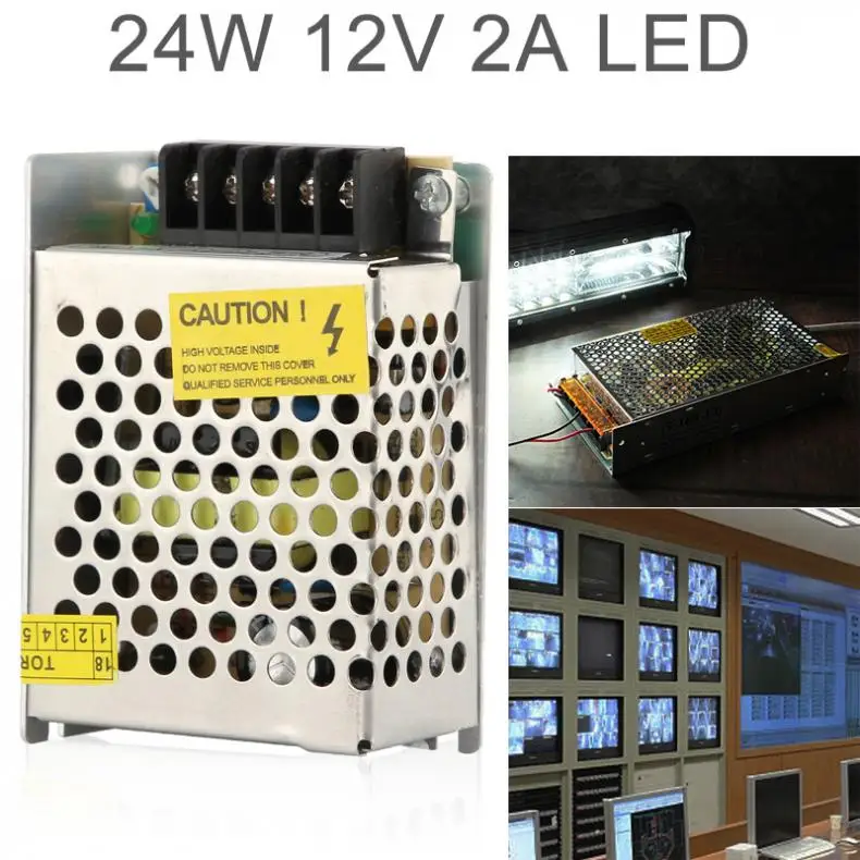 

DC 12V 2A 24W Switch Power Supply Driver Adapter Source Transformer for Home LED Strip Light Industrial Monitoring Equipment