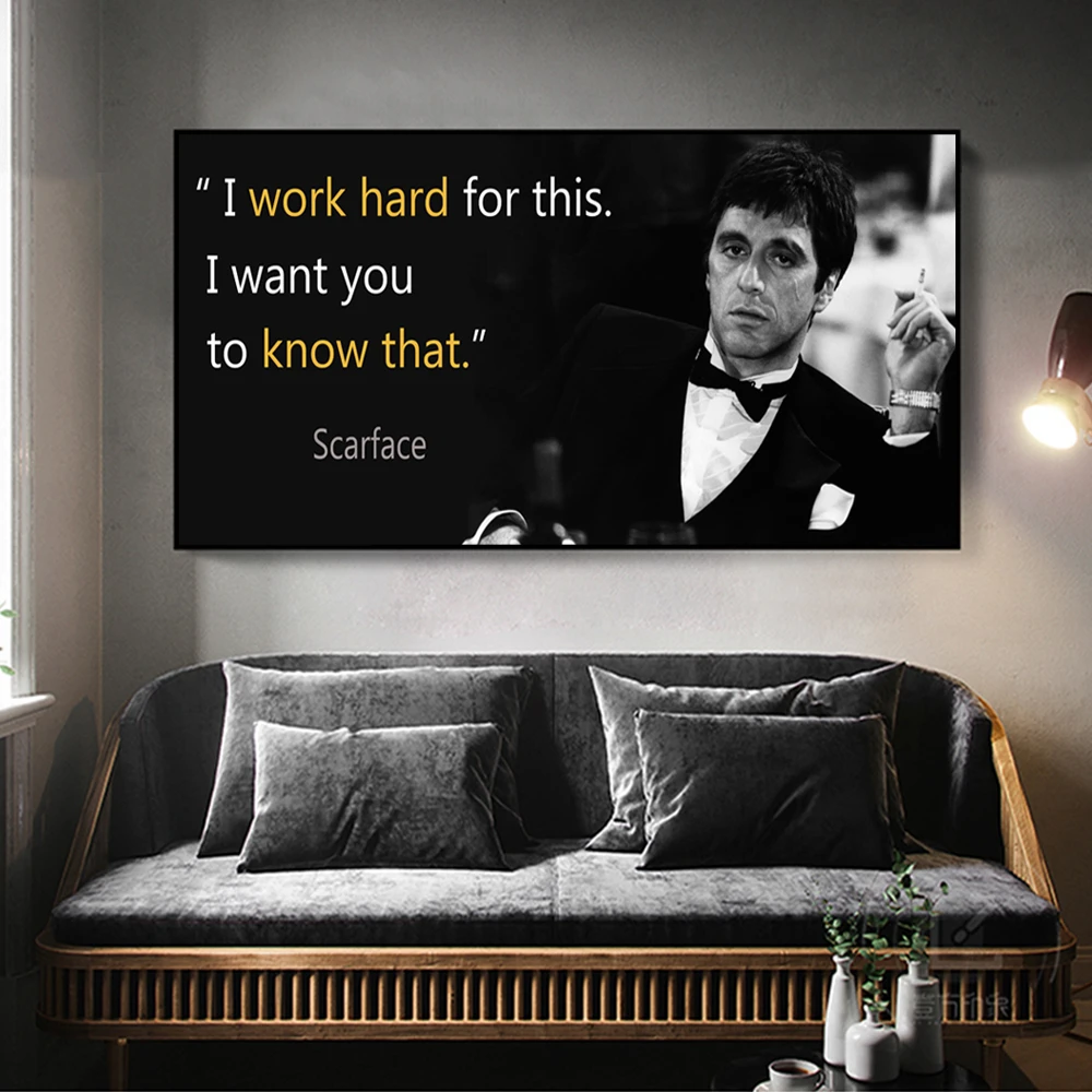 Ddhh Canvas Painting Scarface Quotes Poster Extraordinary Wall Art Print Tony Montana Portrait Wall Picture For Living Room Painting Calligraphy Aliexpress