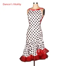 Латинский танец костюм старший сексуальный белый горошек латинские латинские танцевальные платья женщины латинские танцы конкурсные платья