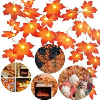 

New Autumn Decor 10/20/30 LED Artificial Autumn Leaves Maple Leaves Fall Garland String Light Decor Halloween Christmas Decor