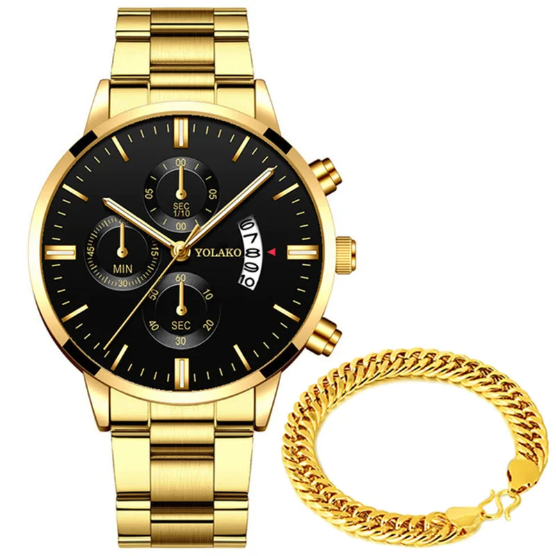 Mens Luxury Sports Watches Fashion Men Business Stainless Steel Quartz Wristwatch Man Calendar Casual Gold Bracelet часы мужские 