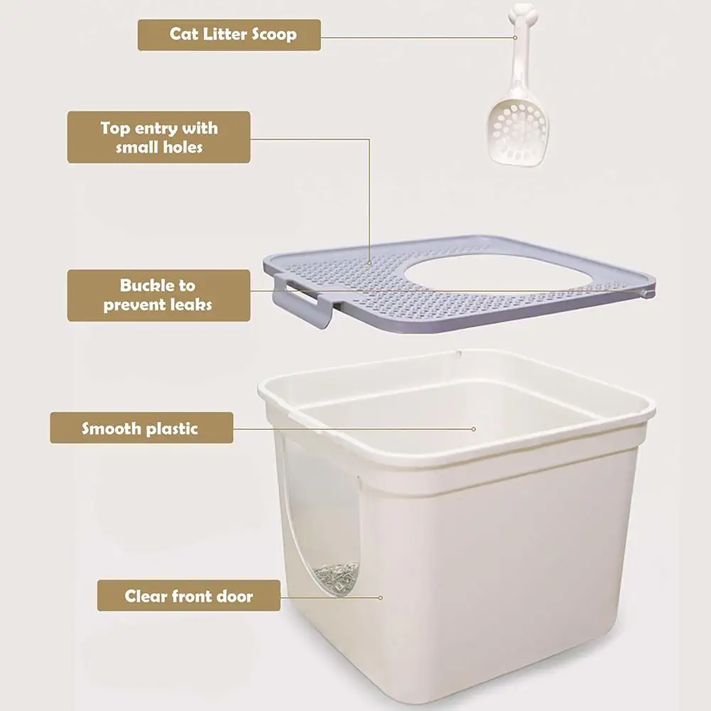 Hooded Cat Litter Box Dual Door Top Entry Front Entry 25L Extra Large Space Splash-Proof Large Covered Cats Litter Tray Toilet Hooded Cat Litter Box Dual Door Top Entry Front Entry 25L Extra Large Space Splash-Proof Large Covered Cats Litter Tray Toilet