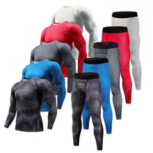 Мужские спортивные компрессионные штаны для бега и велоспорта, Быстросохнущий теплый тренировочный комплект для фитнеса