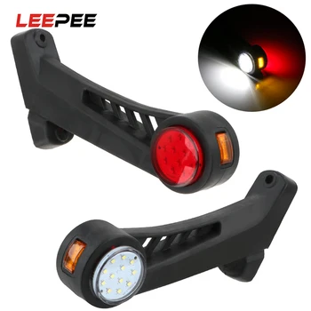 

LEEPEE 2pcs/set LED Side Marker Light Indicator Lights Tail Light Red White 27LED Truck Lamp For Trailer Lorry Lamps 12/24V