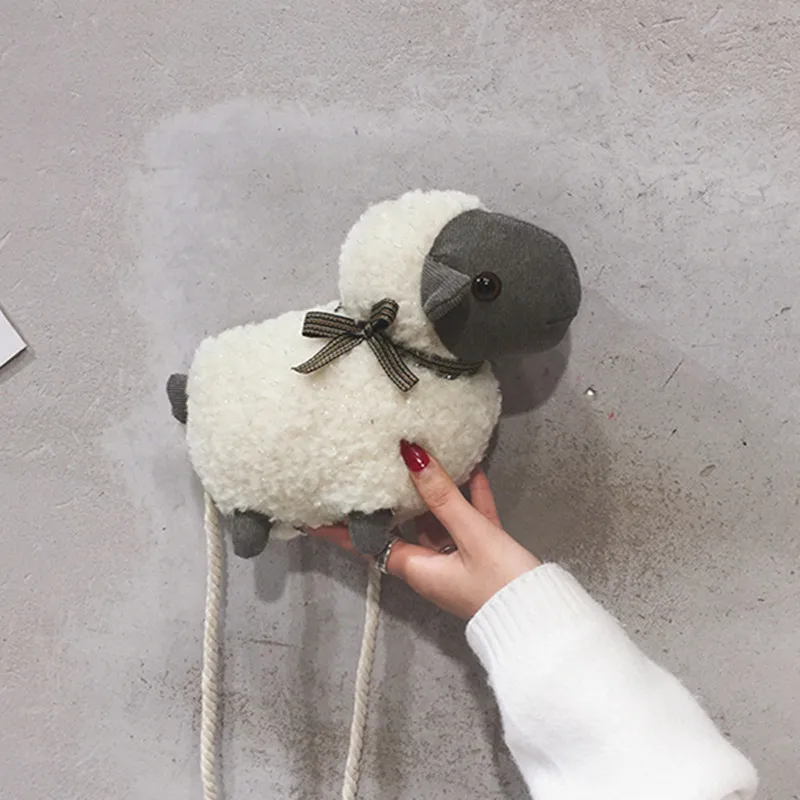 Cute Lamb Sheep Bunny Rabbit Plush Backpack Toys Crossbody Bag Shoulder Bags Soft Stuffed Animals Dolls Kids Girls Gift (1)