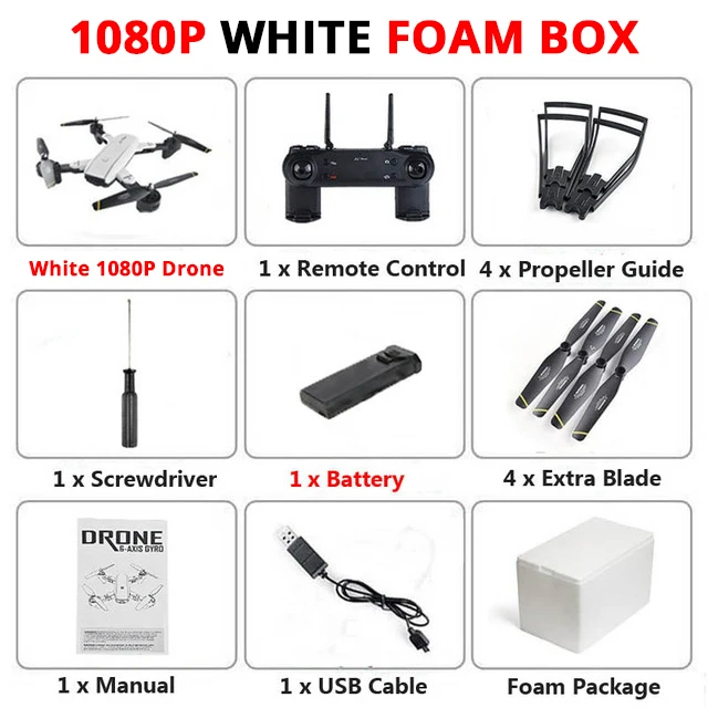 SG700 SG700D гоночный Дрон 4K с двойной камерой HD wifi FPV Live Video складной Дрон X Pro RC Квадрокоптер оптический поток вертолет - Цвет: 1080P White Foam Box