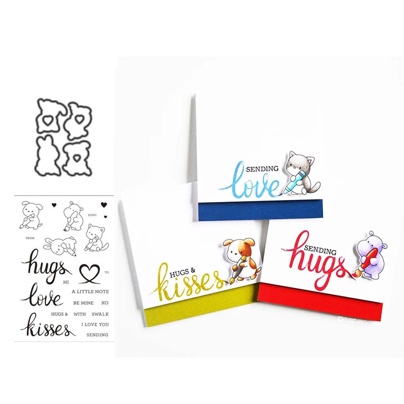 

JC Metal Cutting Dies and Rubber Stamps Scrapbooking Animal Phrases Words Craft Die Cut Stencil Card Make Album Sheet Decoration