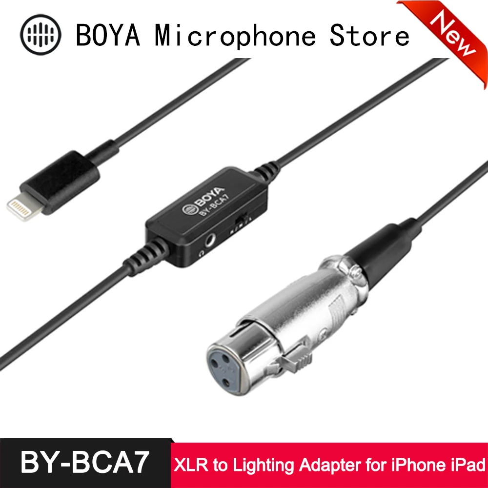 Кабель адаптер BOYA BY BCA7 XLR к Lightning 3 положения подставка для iPhone 11 Pro iPad iPod Touch