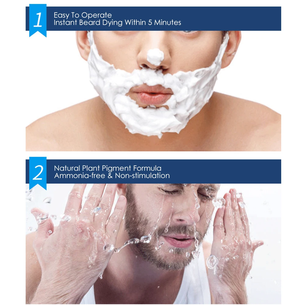 Shampoo colorante per barba da uomo da 200ml rimozione rapida colore grigio bianco naturale permanente nero barba capelli tintura Shampoo crema assistenza sanitaria - immagine 6