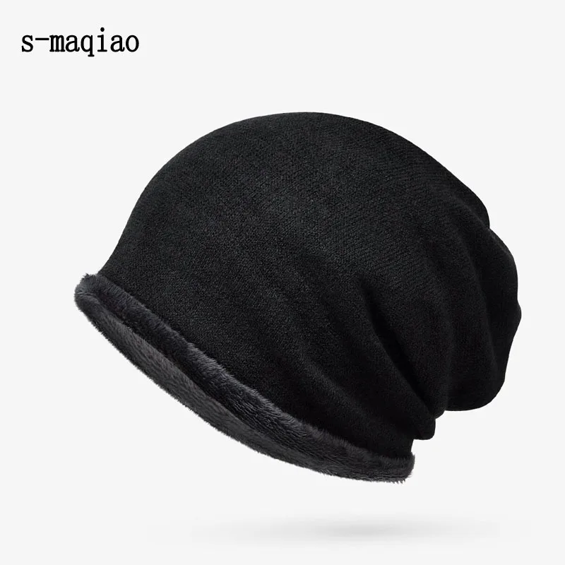 Зимние головные уборы для мужчин и женщин Skullies Beanie Hat Hedging cap Мужская плюс бархатная двухслойная ткань теплая зимняя шапка s Beanies