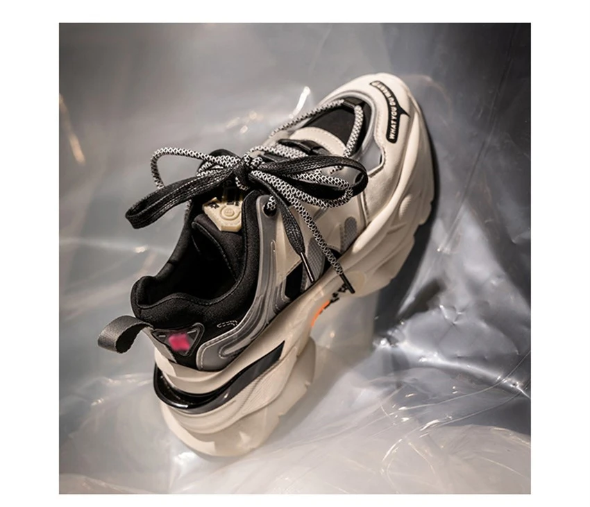 IGU/женские кроссовки из натуральной кожи на платформе; обувь для папы; tenis feminino Harajuku; кроссовки на толстой подошве для женщин; большой размер 42