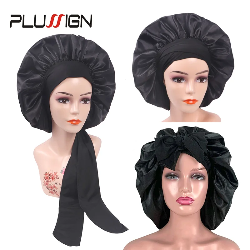 Satin Bonnet For Women Black Silk Bonnet For Curly Hair Silk Bonnets Sleeping Extra Large Sleep Cap Black Women Pink Red