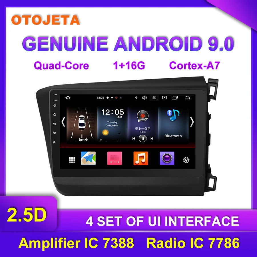 

Factory direct sale OTOJETA Android 9.0 Car Multimedia Radio For 2014 Honda CIVIC Navigation GPS USB bluetooth tape recorder LHD