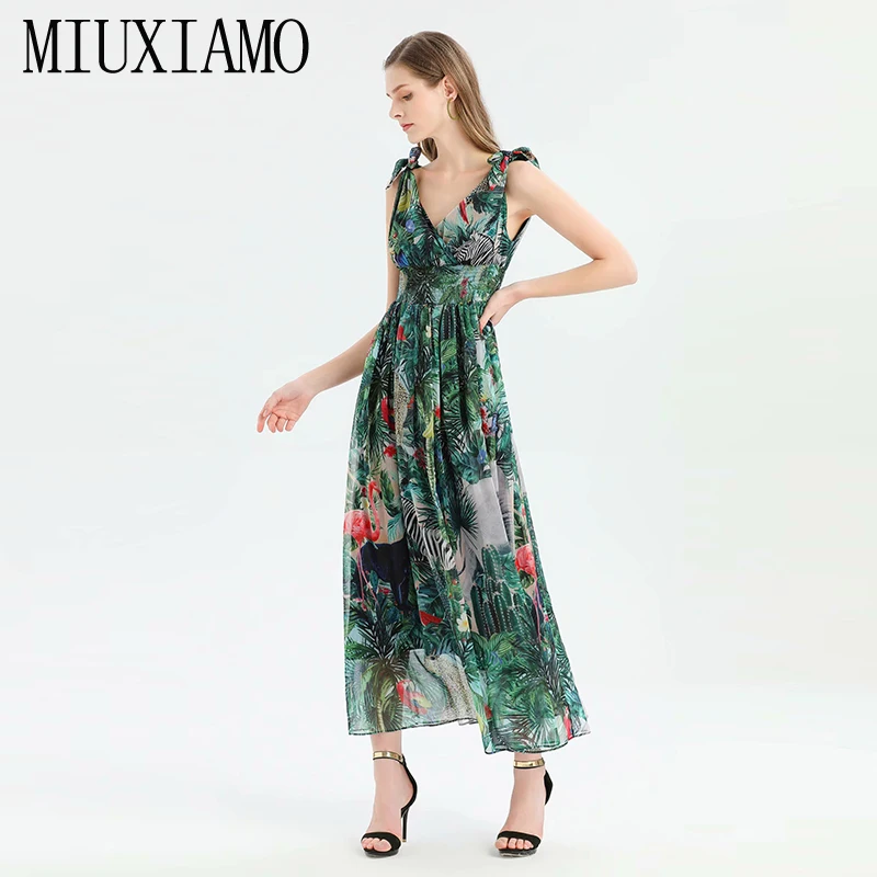 MIUXIMAO, высокое качество,, подиум, дизайнерское, весеннее платье, Зебра, Бабочка, элегантное, повседневное, Пляжное платье, длинное платье для женщин, vestidos