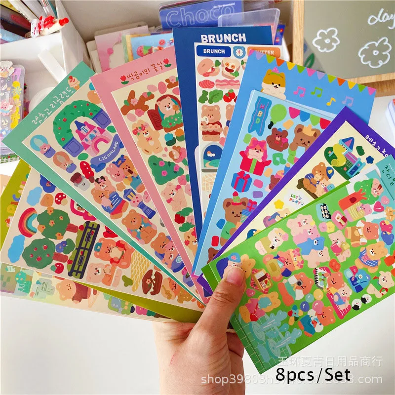 SKYSONIC 2/4/5/6/8pcs/10pcs Full Set Series Decorative Stickers Idol Card Album Scrapbooking Sticker Korean Stationery Suppliers