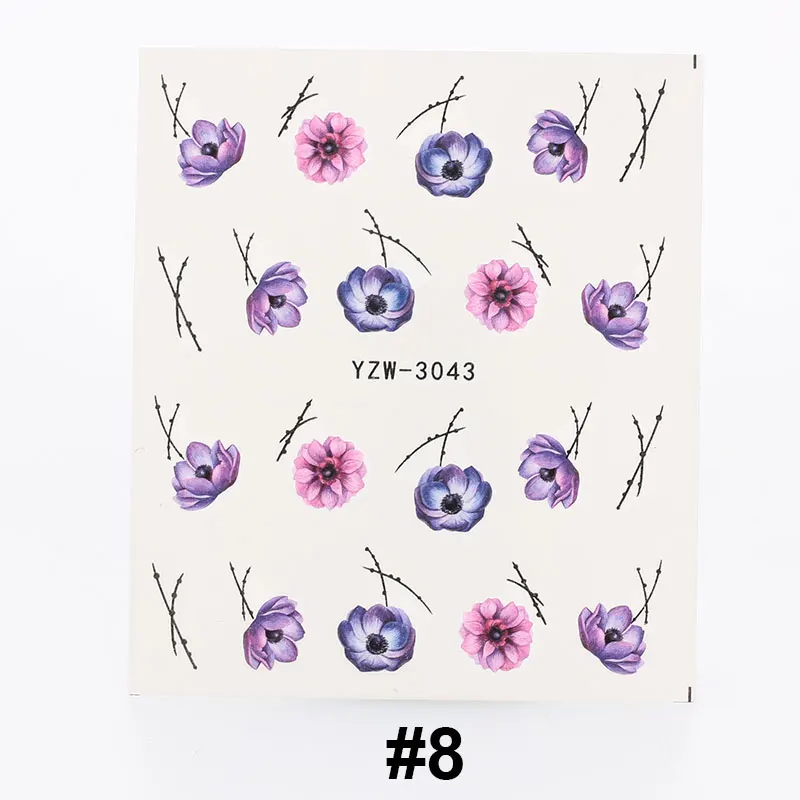 pattern 8 Модные наклейки для ногтей наклейки DIY горный хрусталь украшения водные искусства цветы вечерние рождественские водонепроницаемые наклейки для ногтей - Цвет: pattern 8