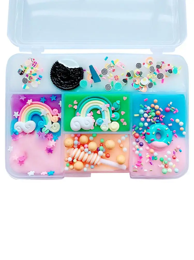 Favourite Boxed Sweet Roll Meatballs Cotton Mud Slime Bow Diy Slime Kit Crystal Toys Colorful Plasticine DIY Toys