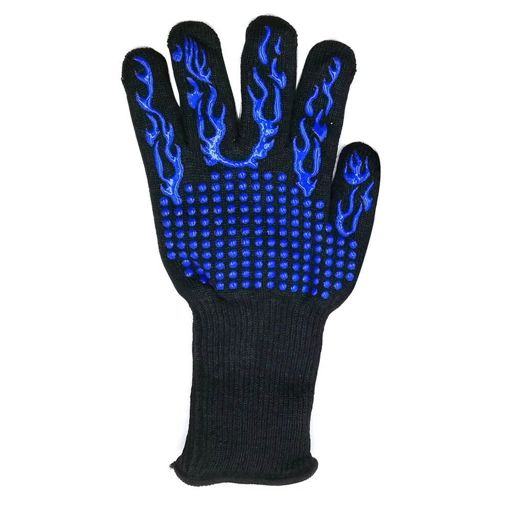 1PC Blue 1 пара/1 шт. термостойкие перчатки для барбекю для приготовления пищи, выпечки, гриля, хлопковые прихватки, кухонные перчатки, силикагель, перчатки для барбекю - Цвет: 1PC Blue