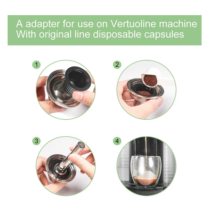 Адаптер для Nespresso Vertuoline многоразовые кофейные капсулы из нержавеющей стали