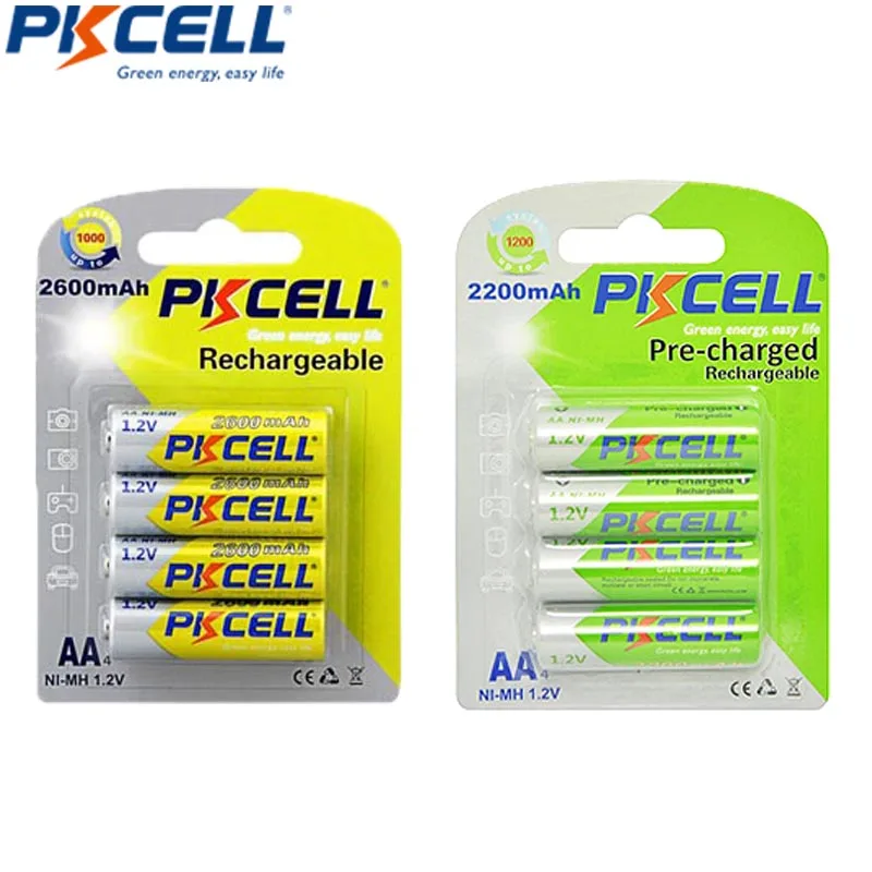 8Pcs/2cards PKCELL AA 1.2V NIMH 2600mah Rechargeable Battery And 2200mah LSD For Camera | Электроника