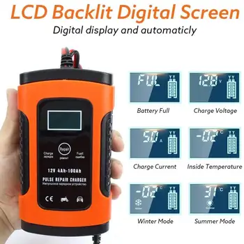 

Car Battery Charger AGM GEL Lead Acid Battery Storage LCD Charger Repair Display Car with Charger Motorcycle Accessories Pu A4C0