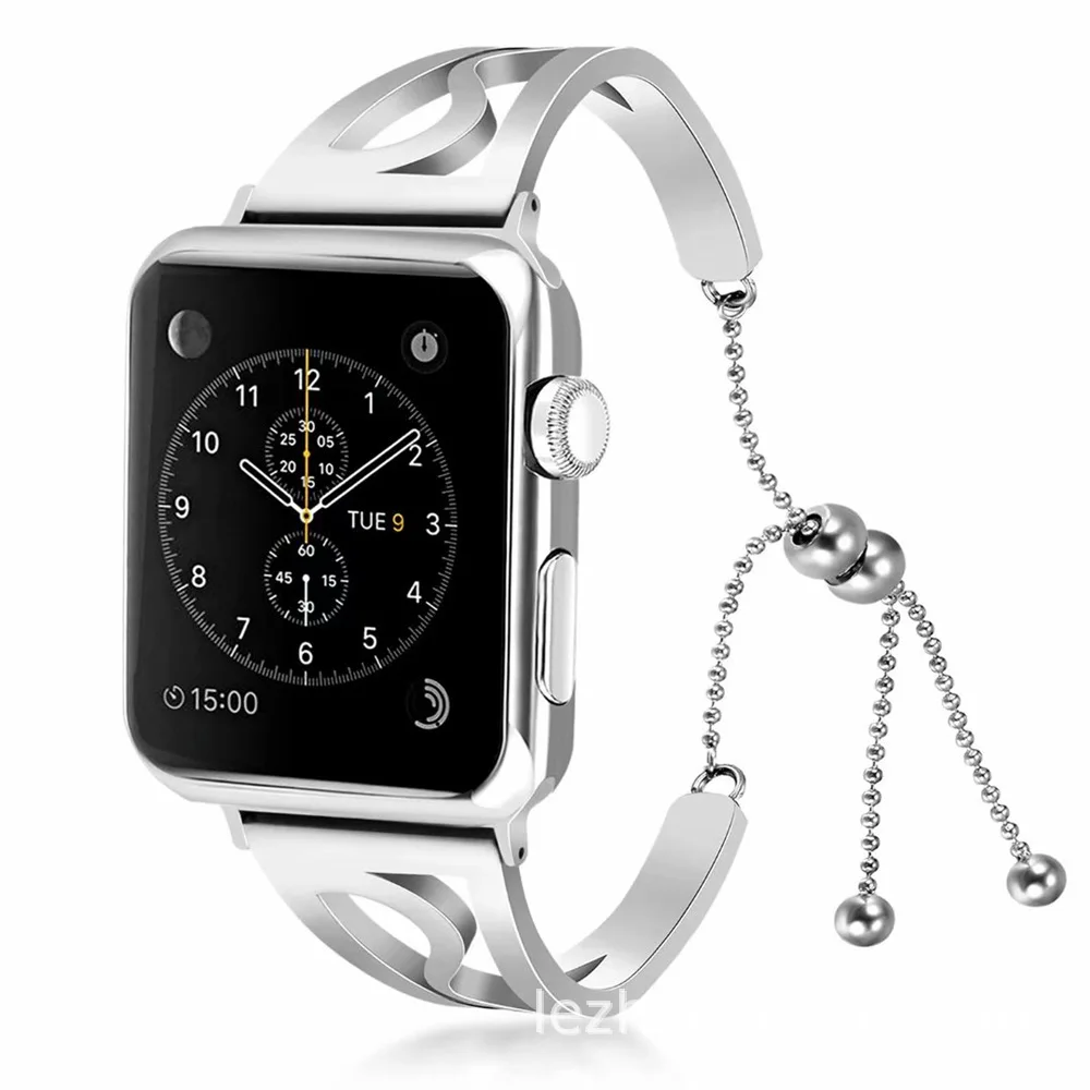 Браслет из нержавеющей стали для Apple Watch s-браслет ремешок для Apple Watch 4 Круглый Кулон из бисера для IWatch серии 4 3 2 1