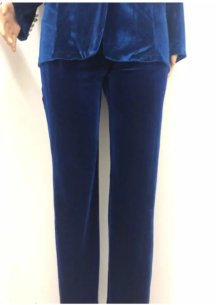 Pants Летние комплекты для женщин, новинка, темно-синий, v-образный вырез, длинный рукав, сексуальный комплект из 2 предметов, наряды, высокое качество, комплект из двух предметов, костюм - Цвет: Pants