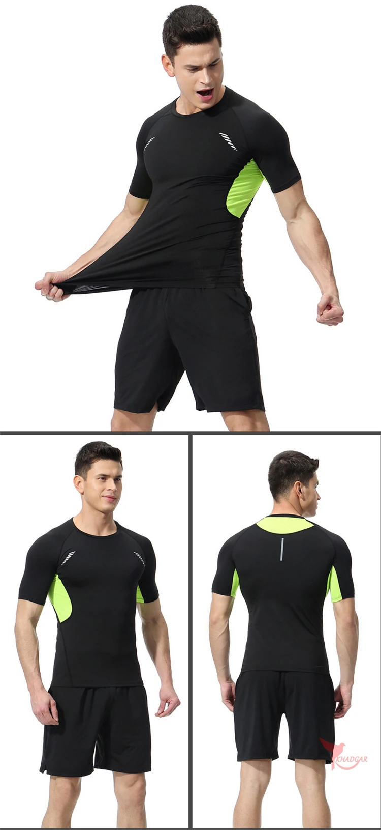 2 Pcs Shirt/Vest+Shorts Men Sport Suit Quick Dry Breathable Running Set Clothes Jogger Training Gym Fitness Sportswear Tracksuit