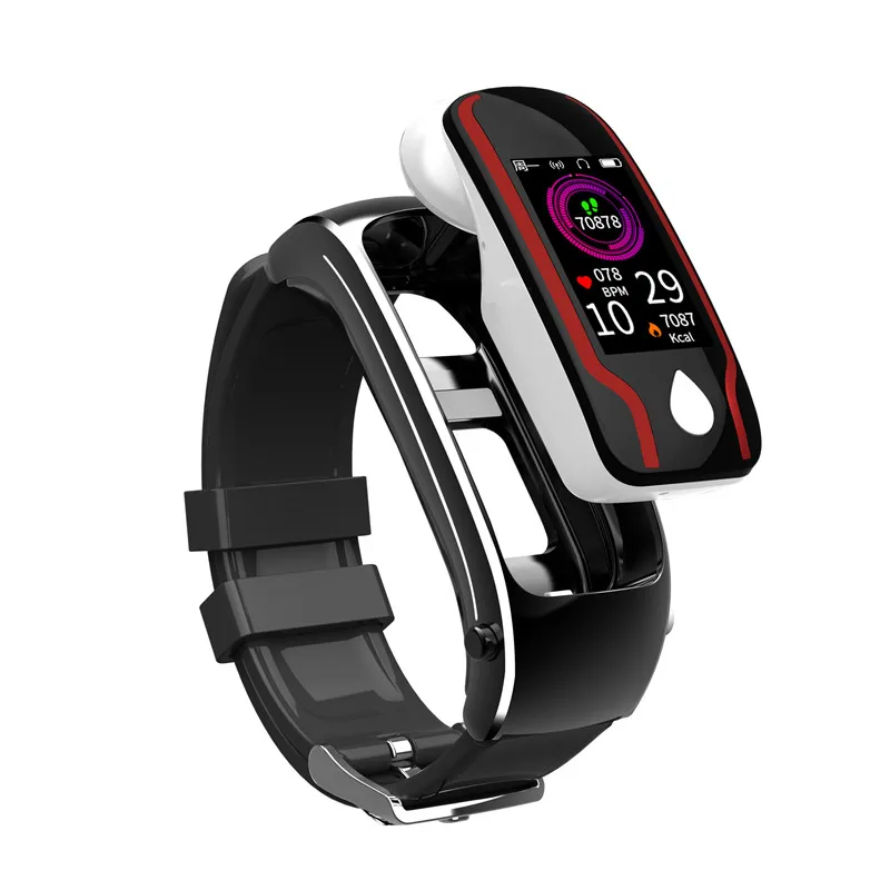 Black silicone band Умный Talk Band фитнес-трекер кровяное давление умный Браслет спортивный браслет наушник 2 в 1 монитор Смарт-часы - Цвет: Black silicone band