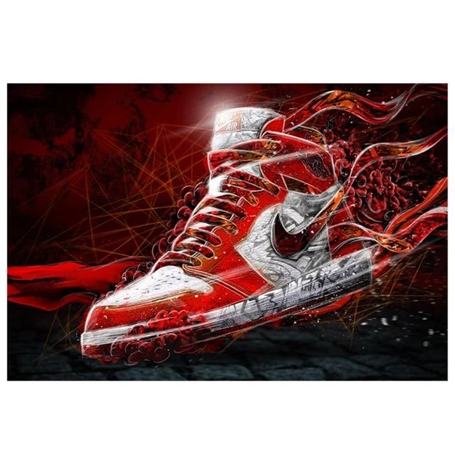 Modern couple sneakers canvas paintings, street art graffiti wall paintings and posters, family living room decoration paintings as the picture shows