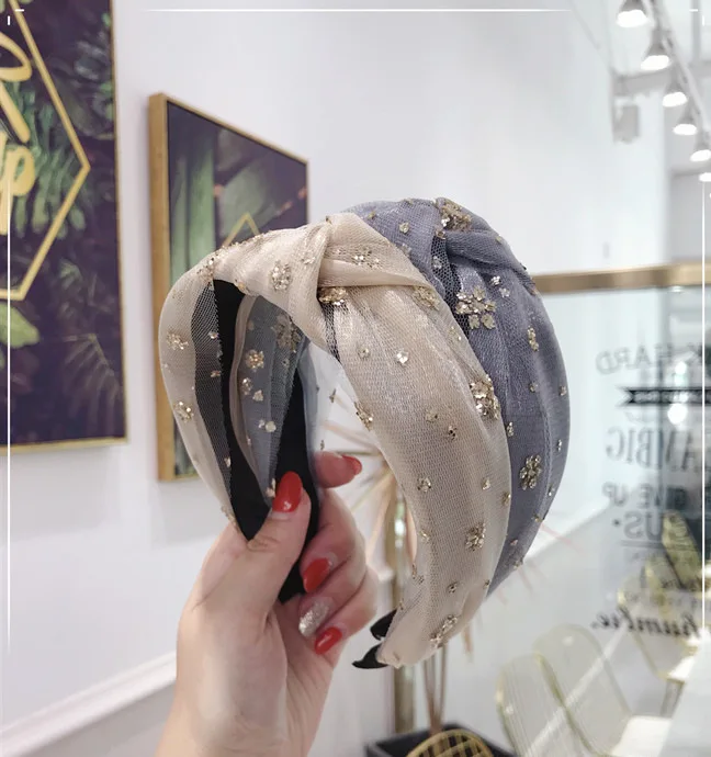 36 шт./лот DIY простой мульти золочение блёстки повязки на голову марлевые цветы галстук повязки с узелком Инструменты для укладки волос аксессуар HA1581