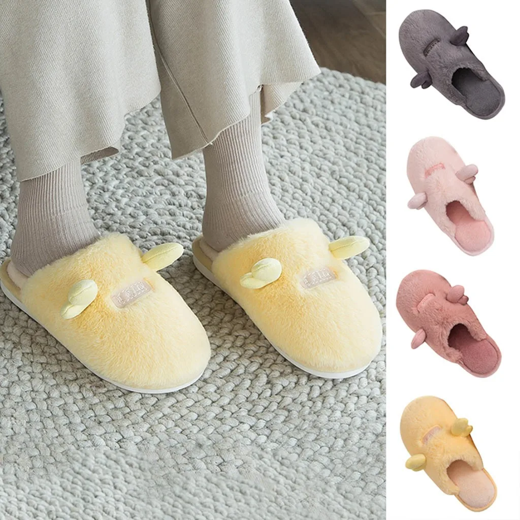 SAGACE Winter Home Slippers Women Warm Cotton Fabric Antlers Ears Flat Women Shoes non-slip lovely Winter House Shoes hot Sep 4