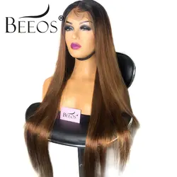 13*6 прямая покраска методом Омбре 1b/30 человеческие волосы на кружеве парики черные женщины глубокая часть кружева спереди парик