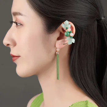 

Antique Style Ear Pendant Celebrity Immortal Long Tassels Ear Stud Pierceless Elegant Ear Style Chinese-style Earrings Fairy