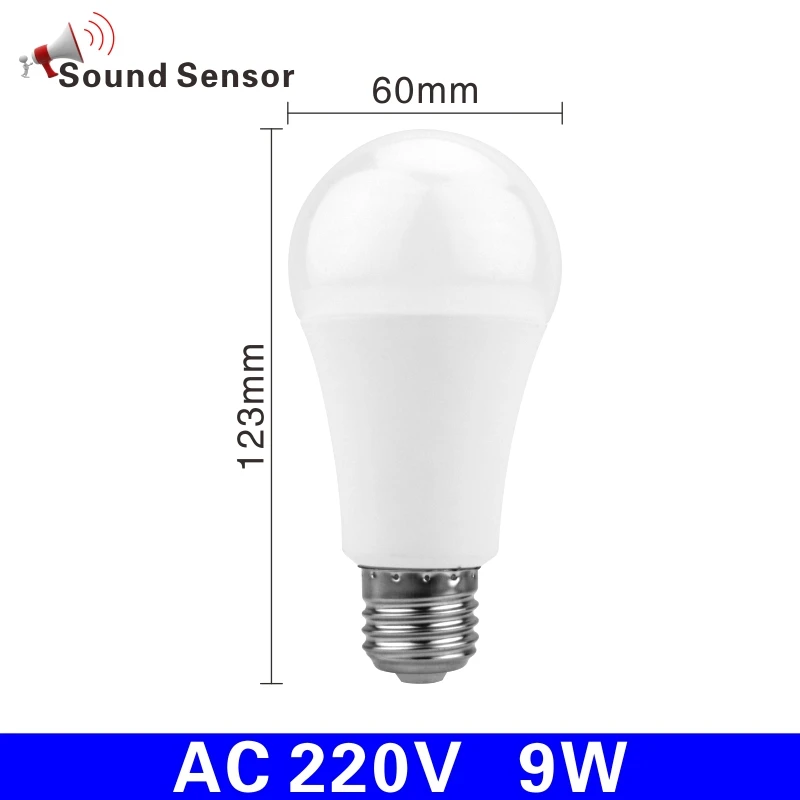 9W Sound Sensor Светодиодный датчик движения PIR лампа 5 Вт 7 Вт 9 Вт 12 Вт датчик звука лампа переменного тока 110 В 220 В Авто умный светодиодный инфракрасный PIR корпус E27 светильник лампа - Испускаемый цвет: 9W Sound Sensor