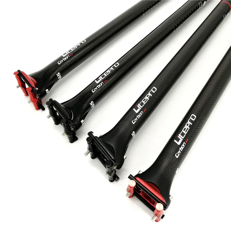 Litepro A65 Carbon Fiber Sattelstütze 33,9mm 580mm Faltrad Sitz Stange Glanz/Matte Schwarz Folding Fahrrad teil – Detail 1
