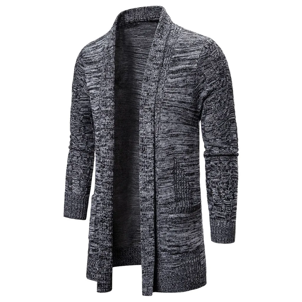 Men's Cardigan sweater Outwear Casual Solid Knit Trench Coat Jacket Long Sleeve Cloak Coat Knitted Sweater Cardigans Outerwear