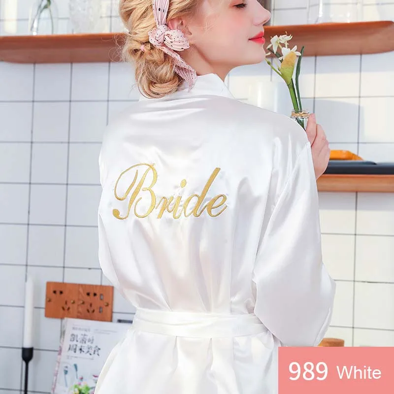Новая вышитая Невеста королева искусственный шелк Женская Осенняя ночная рубашка Длинная Ночная рубашка свадебная одежда