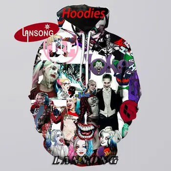 

Good Quality 3d print Harley quinn joker Suicide Squad Coat Hoodies Men Sweatshirts/Pants Shorts Clothes Men Hip Hop Streetwear