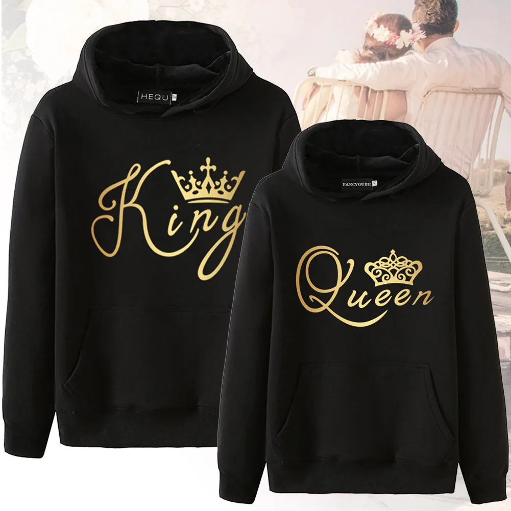 Poshfeel King queen Толстовка с принтом пары влюбленных толстовки Толстовка с капюшоном Пуловеры спортивные костюмы подарок