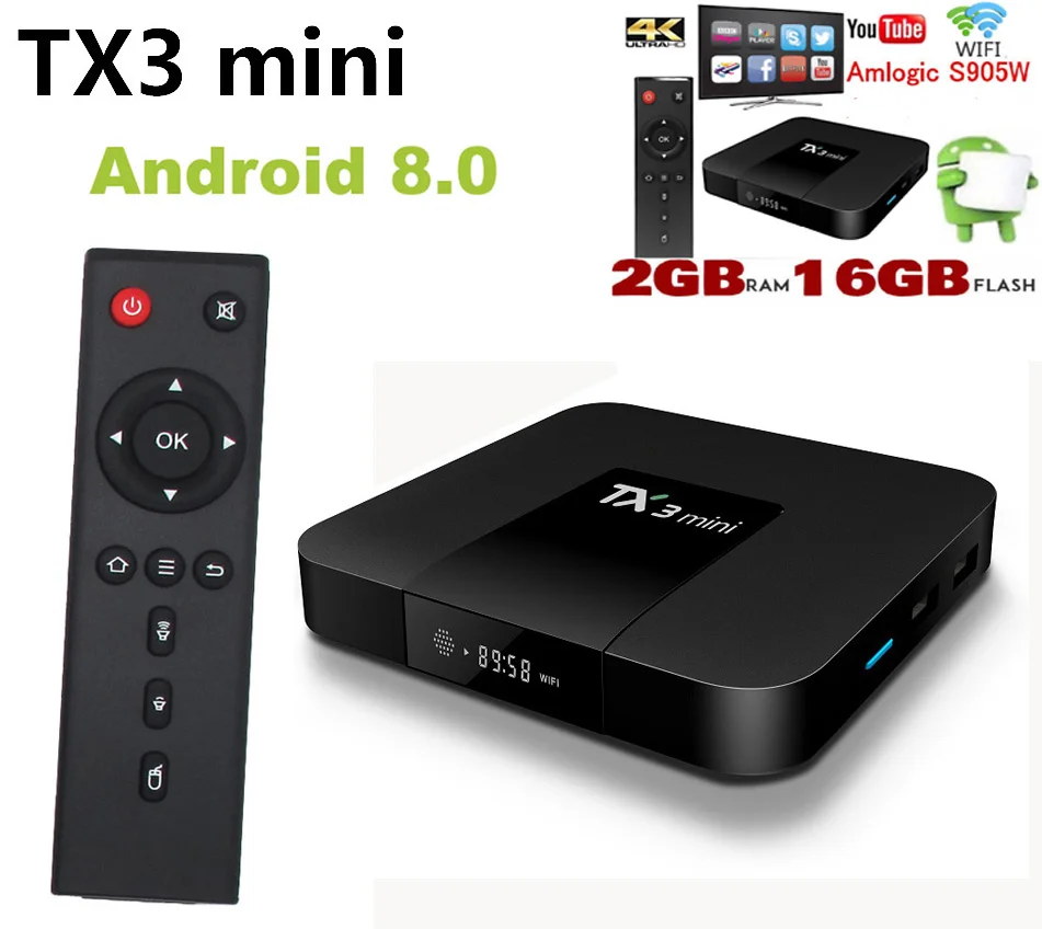 TX3 Мини ТВ-приставка S905W 2 4 ГГц WiFi Android 8 1 ГБ 8GGB ROM Гб 16 Поддержка 4K 10 шт. | Электроника