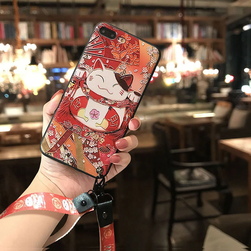 Cute Lucky Cat 3D Emboss Phone Case for Samsung S10e S8 S9 S10 S20 Ultra Plus Note 8 9 10 Plus Lanyard Soft Back Covers Capa Cute Lucky Cat 3D Emboss Phone Case for Samsung S10e S8 S9 S10 S20 Ultra Plus Note 8 9 10 Plus Lanyard Soft Back Covers Capa
