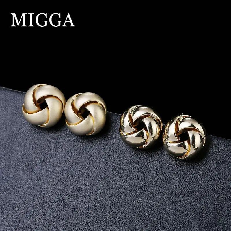 MIGGA серьги-гвоздики с геометрическим дизайном из металла матовое золото женские серьги массивные ювелирные изделия