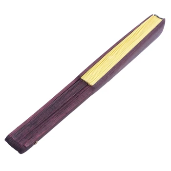 

Men Women Wood Handle Fabric Folding Hand Fan 13-inch Length Yellow