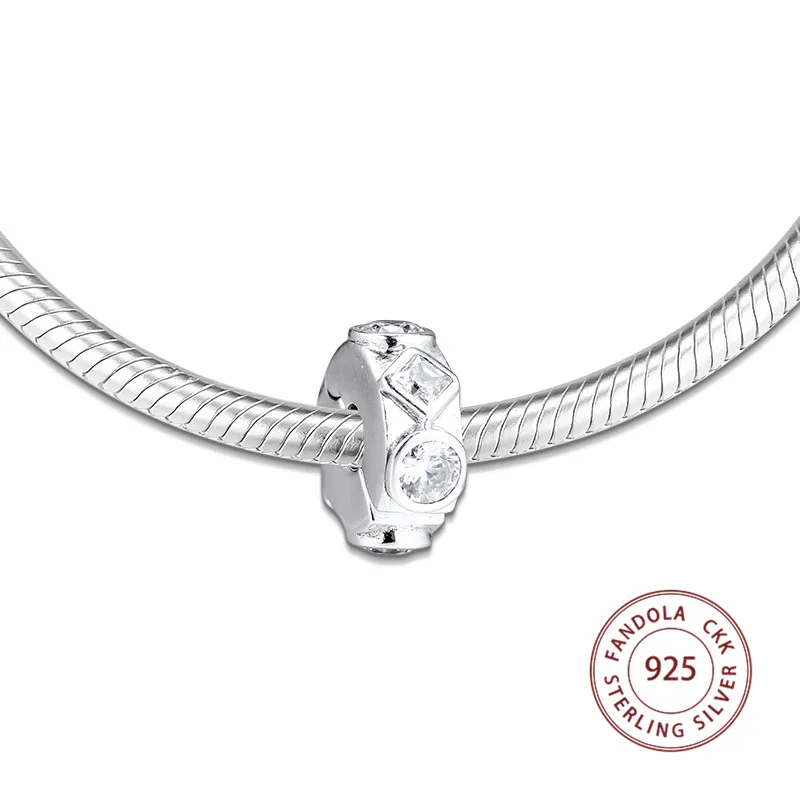 Подходит для браслета Pandora Argent Charm бусины из стерлингового серебра 925 геометрические формы зажим шармы бусины для изготовления ювелирных изделий kralen