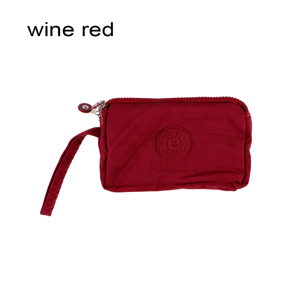 New 3 Zippers Purses Women Wallets Brand Clutch Coin Purse Cards Keys Money Bags Canvas Short Woman Girls Wallet Handbags Burse - Цвет: wine red