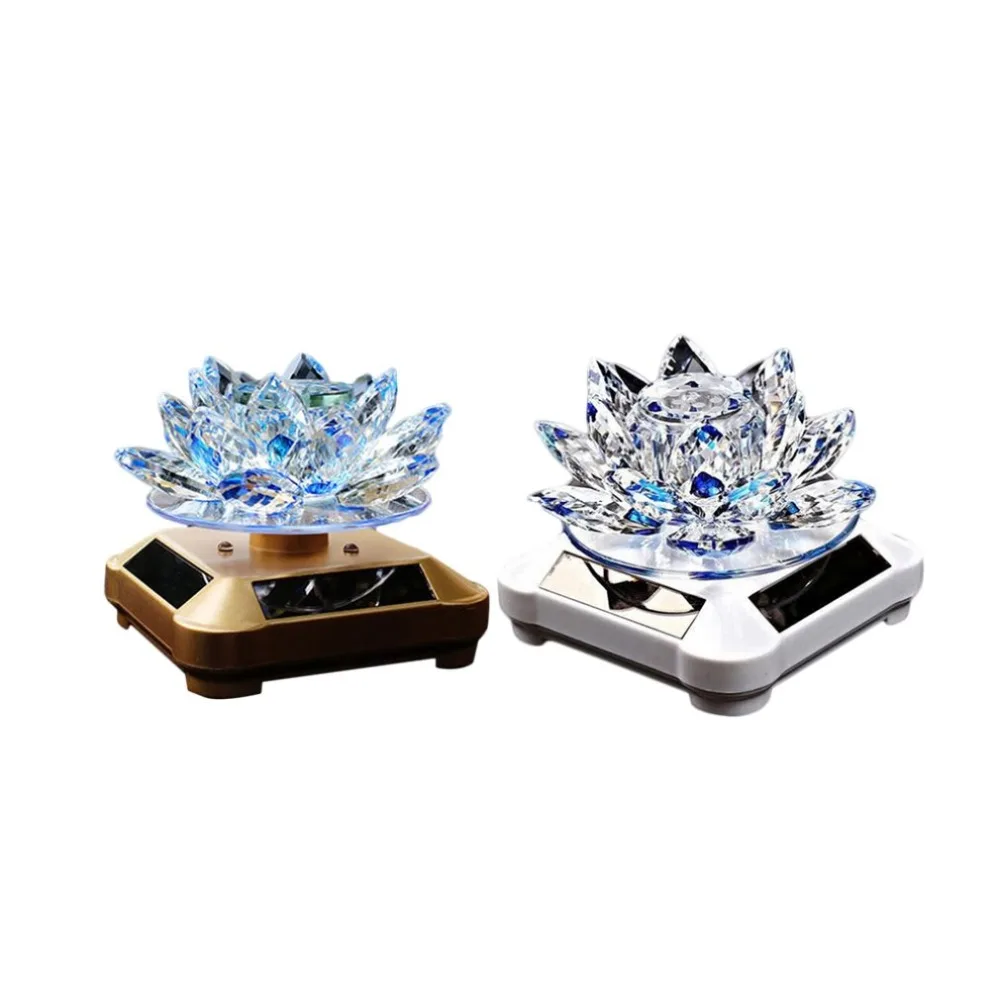 Солнечный автомобиль духи сиденье синтетический кристалл лотоса вращения декоративные аксессуары для автомобиля украшение автомобиля со светодиодными огнями